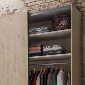 Komplettes Schlafzimmer Bruvena in Eichefarben und Dunkelgrau (vierteilig) – Ansicht 14