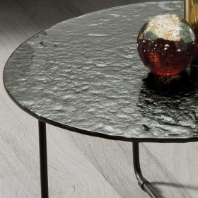 Rauchglas Wohnzimmertisch Jytte in Grau mit Bügelgestell – Ansicht 3