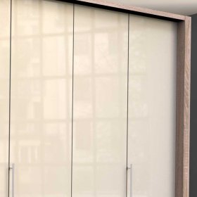 Glasbeschichteter Schlafzimmerschrank Codumenta in Weiß und Eiche Sägerau – Ansicht 5