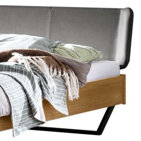 Wildeiche Doppelbett Bella - Metall Bügelgestell wahlweise mit Nachtkonsolen – Ansicht 3