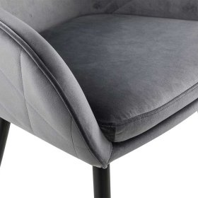 Samt Polsterstuhl Eckomy in Grau im Retro Design – Ansicht 7