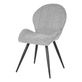 Polsterstuhl Esszimmer Set Barero in Grau und Schwarz mit Struktur Webstoff (2er Set) – Ansicht 1