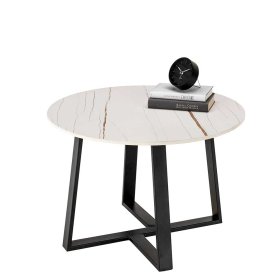 Sofa Tisch Set rund Vescavon mit Keramikplatten und Bügelgestellen (zweiteilig) – Ansicht 5