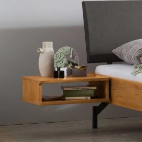 Hochwertiges Doppelbett Ben aus Wildeiche Massivholz mit Gestell aus Metall – Ansicht 6