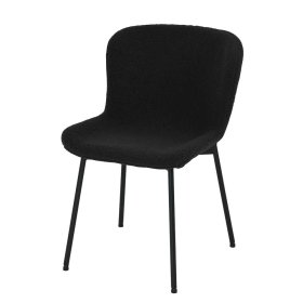 Esstisch Stühle Lugania aus Boucle in Schwarz (2er Set) – Ansicht 1