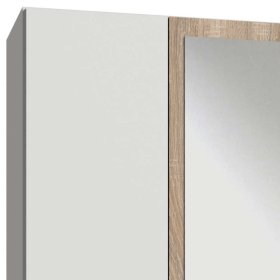 Made in Germany Kleiderschrank Lagacina in Eiche Sägerau & Weiß mit Spiegeln – Ansicht 4