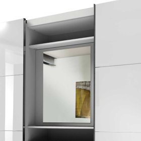 Schwebetürenkleiderschrank Lymesca in Weiß mit Spiegel innen – Ansicht 4