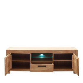 TV Board Crystoga mit Schublade aus Wildeiche Massivholz – Ansicht 3