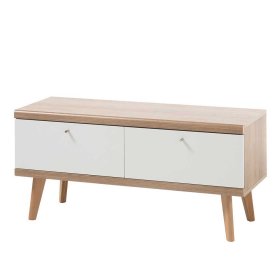 Wohnzimmer Wohnwand Levanca in Weiß und Eichefarben im Skandi Design (vierteilig) – Ansicht 3