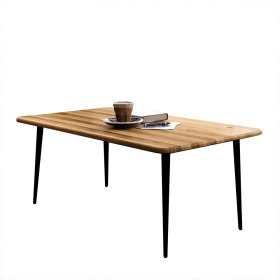Wohnzimmer Tisch Clantica aus Wildeiche Massivholz und Stahl – Ansicht 1