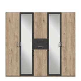 Kleiderschrank modern Hume in Eiche Sägerau und Dunkelgrau – Ansicht 4