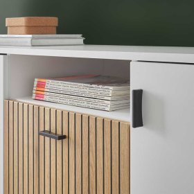 Großes Sideboard Saladd in Weiß und Wildeichefarben 200 cm breit – Ansicht 7