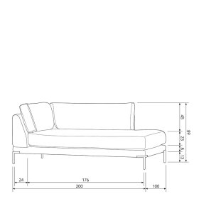 Chaiselongue Lehne links Rio in Braun - Modulsofa Element – Ansicht 11