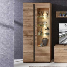 Wohnzimmervitrinenschrank Sebetino mit LED Beleuchtung 90 cm breit – Ansicht 3