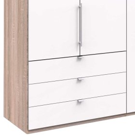 Panorama Kleiderschrank Lolyana in Weiß und Eiche Sägerau mit Falttüren – Ansicht 4