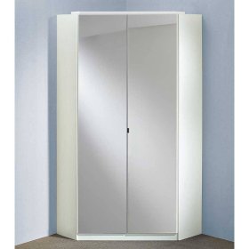 Eckkleiderschrank mit Spiegeltüren Emritalo in Weiß 199 cm hoch – Ansicht 1