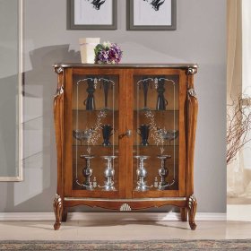 Italienisches Highboard Savolina in Nussbaumfarben 120 cm hoch – Ansicht 1