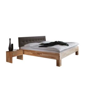 Doppelbett Murewa aus Kernbuche Massivholz mit Polsterkopfteil (dreiteilig) – Ansicht 1