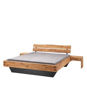 Doppelbettgestell Babela im Industry und Loft Stil aus Wildeiche Massivholz – Ansicht 1