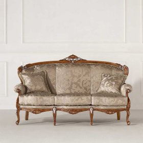 Barockes Dreisitzer Sofa Vimaria in Beige - Buche braun und Silberfarben – Ansicht 2