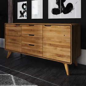 Massivholz Wohnzimmer Sideboard Vinial in Wildeichefarben mit drei Schubladen – Ansicht 3