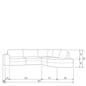 Modernes L Sofa Fredoco in Grau mit drei Sitzplätzen – Ansicht 12