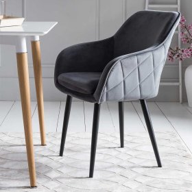 Samt Polsterstuhl Eckomy in Grau im Retro Design – Ansicht 2