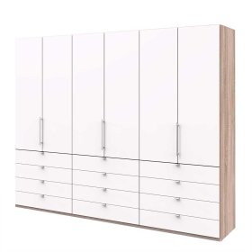 Ankleideschrank Lolyana in Weiß und Eiche Sägerau modern – Ansicht 1