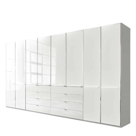 Drehtürenkleiderschrank Bean mit acht Schubladen Front glasbeschichtet – Ansicht 1