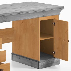 Büroschreibtisch Viaduca in Grau Kiefer teilmassiv im Landhaus Design – Ansicht 7