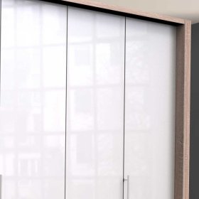 Glasfront Kleiderschrank Andryas in Weiß und Eiche Sägerau – Ansicht 5