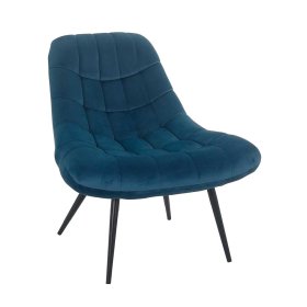 Lounge Sessel Osamu in Blau Samt im Retro Design – Ansicht 1