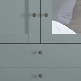 Graugrüner Schlafzimmerschrank Forjan mit Spiegeltür rechts und drei Schubladen – Ansicht 5