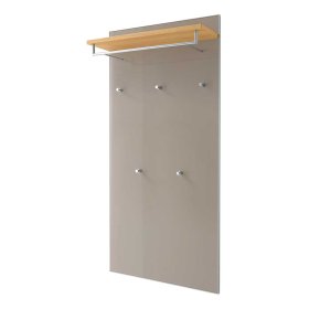 Wandgarderobe Pattinos in Taupe Glas mit Eiche Bianco furniert – Ansicht 1