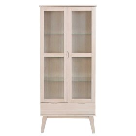 Skandi Design Standvitrine Vurian mit zwei Glastüren und einer Schublade – Ansicht 2