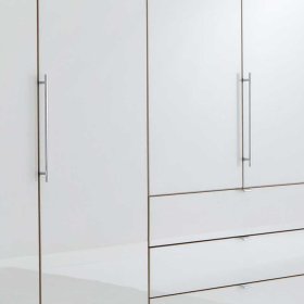 Falttüren Schlafzimmerschrank Zymian in Weiß und Hellgrau glasbeschichtet – Ansicht 5