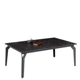 Schwarzer Designcouchtisch Aventi aus Keramik und Metall 110 cm breit – Ansicht 2