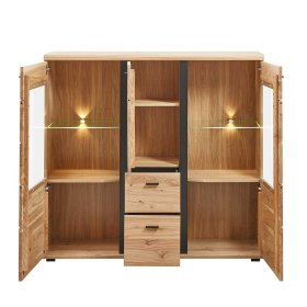 Highboard Sebetino mit LED Beleuchtung und zwei Glasböden – Ansicht 4