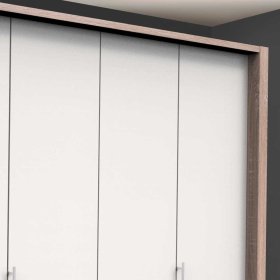 3 türiger Kleiderschrank Lolyana in Weiß und Eiche Sägerau mit Schubladen – Ansicht 5