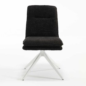 Drehbare Stühle Fabielle in Anthrazit Boucle mit weißem Metallgestell (2er Set) – Ansicht 2