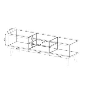 Skandi Design TV Wohnwand Levanca in Weiß und Eichefarben 160 cm hoch (dreiteilig) – Ansicht 6
