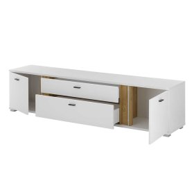 Wohnzimmer Anbauwand Luzillo in Wildeichefarben und Weiß (dreiteilig) – Ansicht 6