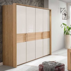 3 türiger Schrank Veyfas für Schlafzimmer in Beige und Eiche – Ansicht 2