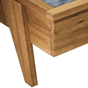 Wildeiche Doppelbett Carilla im Retro Design mit Nachtkommoden (dreiteilig) – Ansicht 5