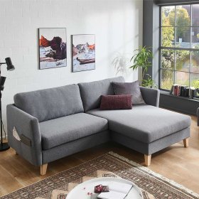 Skandi Design Wohnzimmer Couch Tubrina in Grau aus Webstoff – Ansicht 2