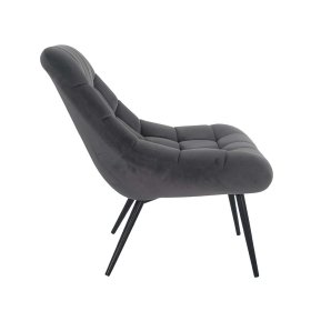Design Lounge Sessel Azuro in Dunkelgrau Samt mit 50 cm Sitzhöhe – Ansicht 6