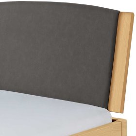 Industriestil Doppelbett Eiche hell Sibuyan mit Bügelgestell 38 cm Einstiegshöhe – Ansicht 4