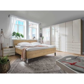 Schlafzimmer Komplett Cnutria in Beige und Eiche Bianco (vierteilig) – Ansicht 1