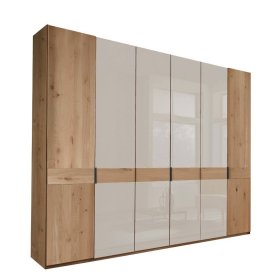 Kleiderschrank Viramiru in Eiche Bianco & Champagner mit Drehtüren – Ansicht 1