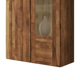 Massivholz Wandvitrine Sascora aus Wildeiche geölt Landhaus – Ansicht 4